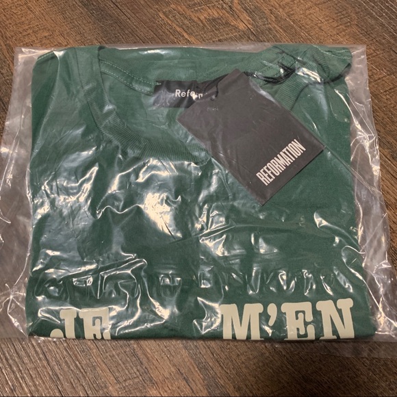 NWT Reformation Green Je M’en Fous Alex Slim Tee - Picture 7 of 11